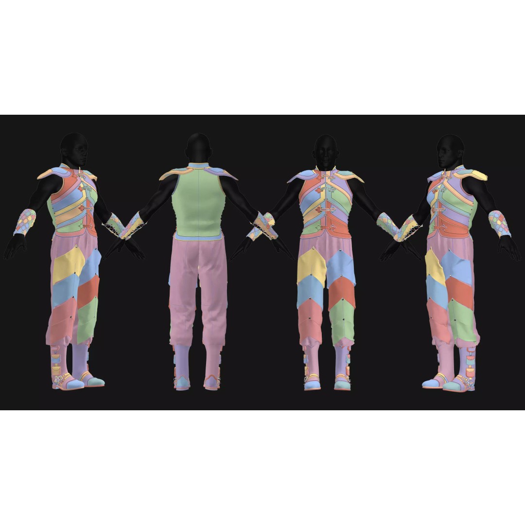 Male Armor Outfit 3D Model – High Poly Game-Ready Character Asset, FBX, OBJ - View 13