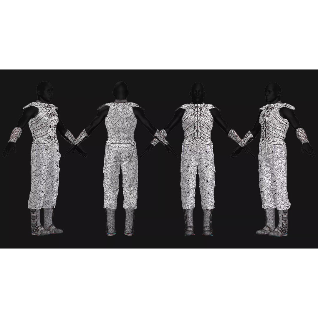 Male Armor Outfit 3D Model – High Poly Game-Ready Character Asset, FBX, OBJ - View 14