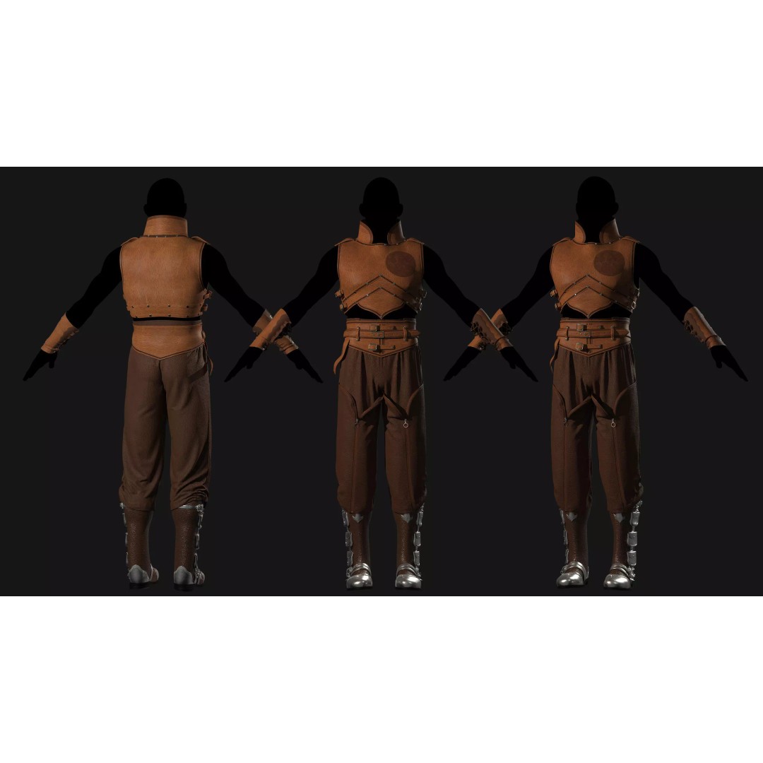 Male Armor Outfit 3D Model – High Poly Game-Ready Character Asset, FBX, OBJ - View 15
