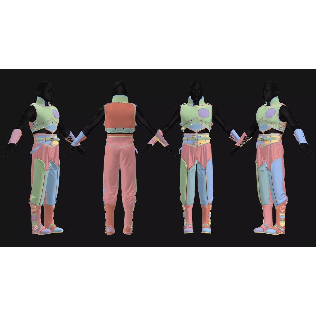 Male Armor Outfit 3D Model – High Poly Game-Ready Character Asset, FBX, OBJ - View 16