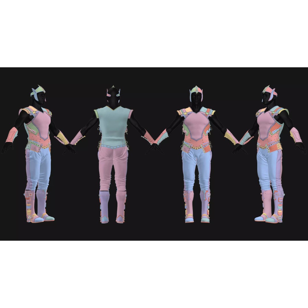 Male Armor Outfit 3D Model – High Poly Game-Ready Character Asset, FBX, OBJ - View 4