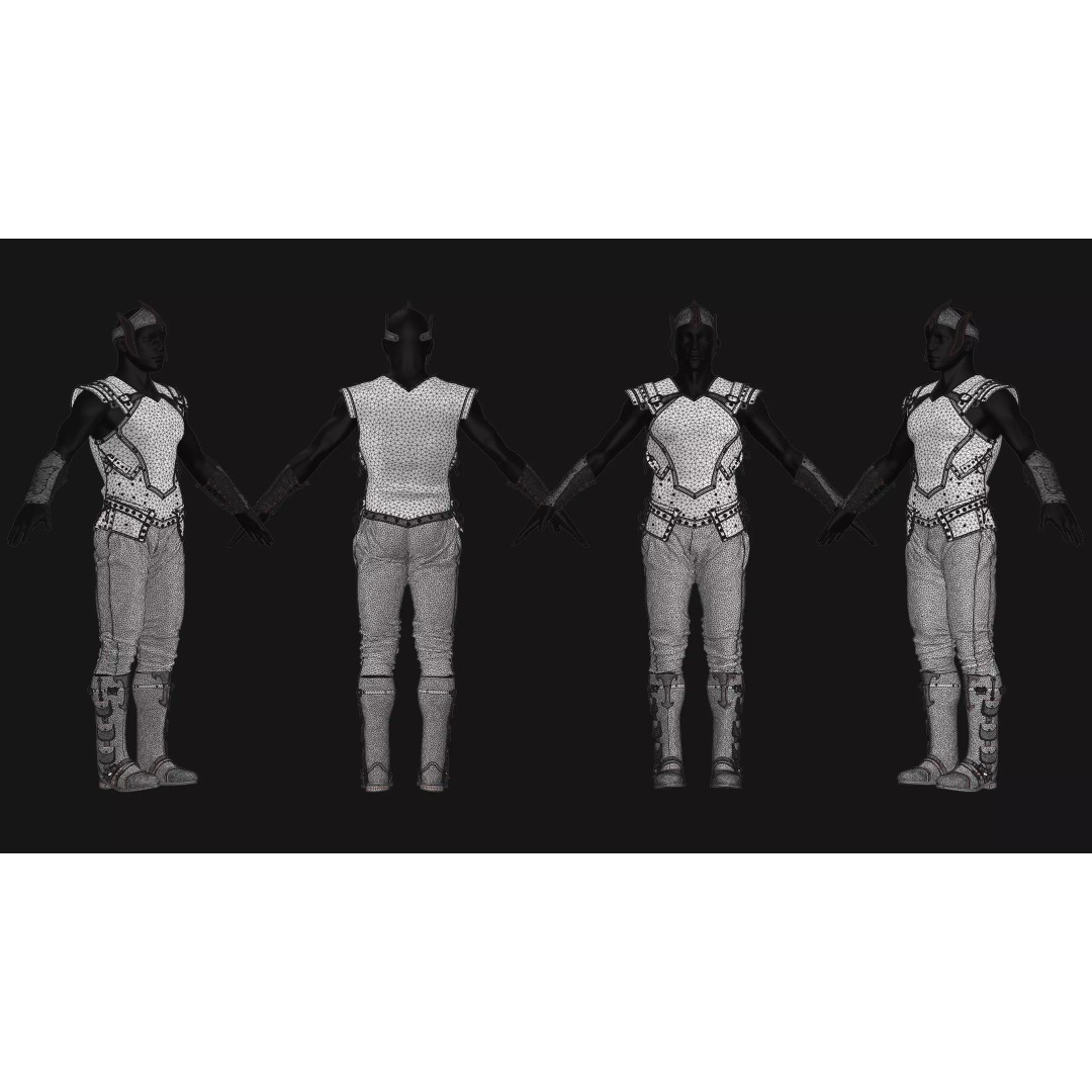 Male Armor Outfit 3D Model – High Poly Game-Ready Character Asset, FBX, OBJ - View 5