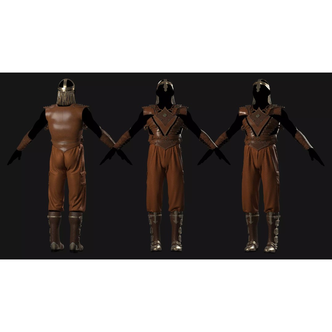 Male Armor Outfit 3D Model – High Poly Game-Ready Character Asset, FBX, OBJ - View 6