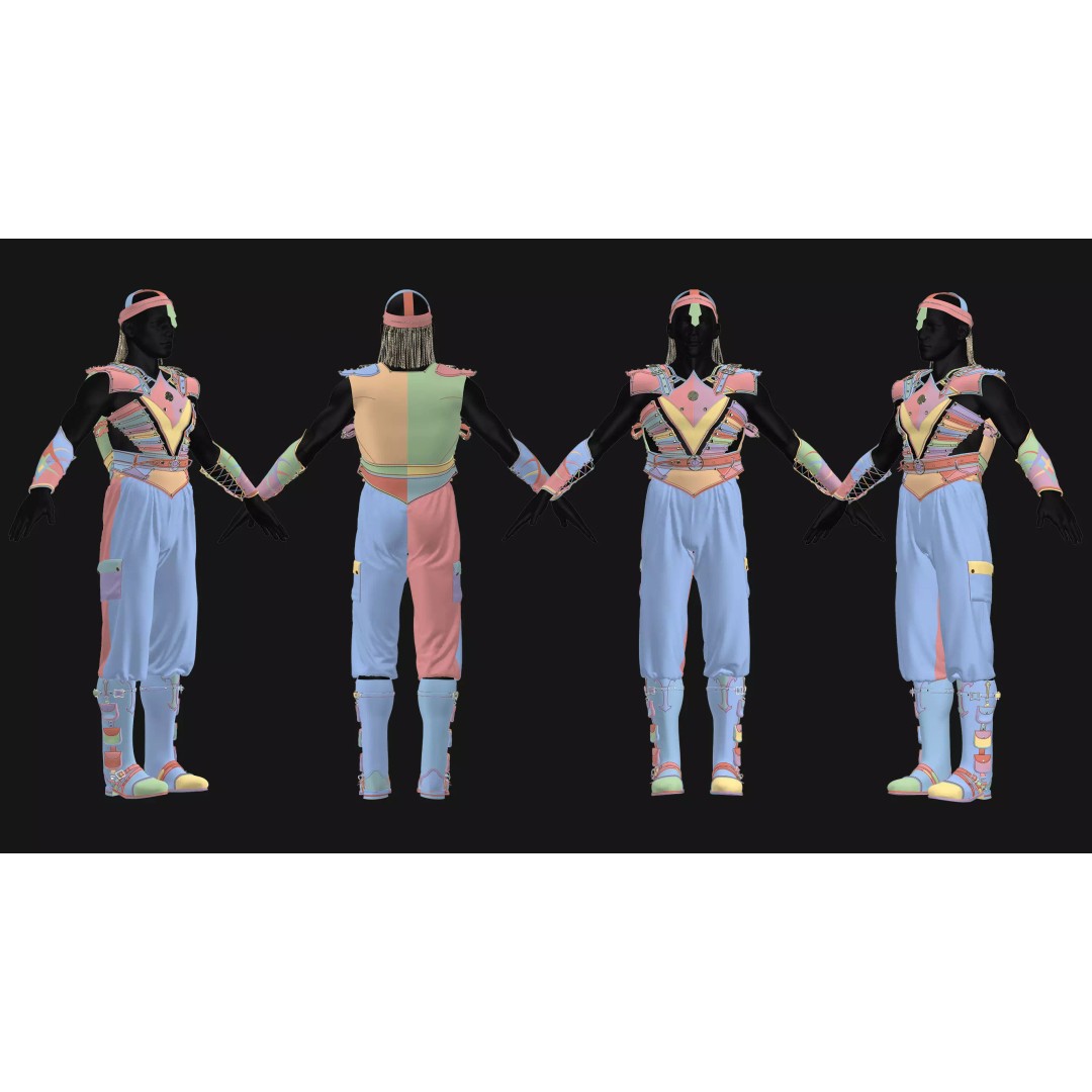 Male Armor Outfit 3D Model – High Poly Game-Ready Character Asset, FBX, OBJ - View 7