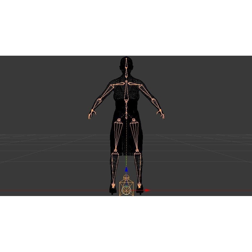 Woman in Dress 3D Model – Low Poly Rigged Character, FBX, PBR