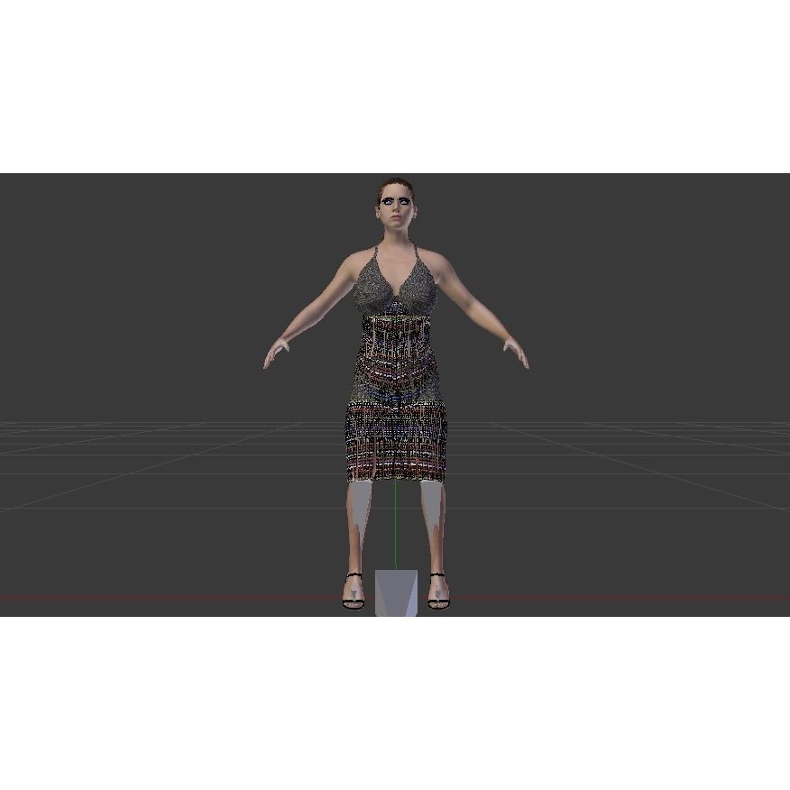 Woman in Dress 3D Model – Low Poly Rigged Character, FBX, PBR - View 10