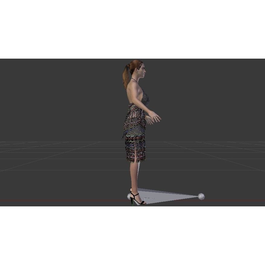 Woman in Dress 3D Model – Low Poly Rigged Character, FBX, PBR - View 11