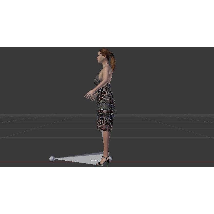 Woman in Dress 3D Model – Low Poly Rigged Character, FBX, PBR - View 12