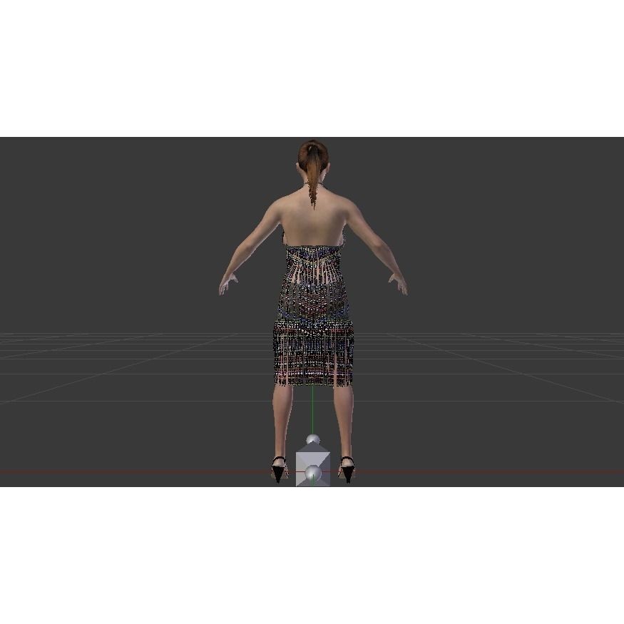 Woman in Dress 3D Model – Low Poly Rigged Character, FBX, PBR - View 13