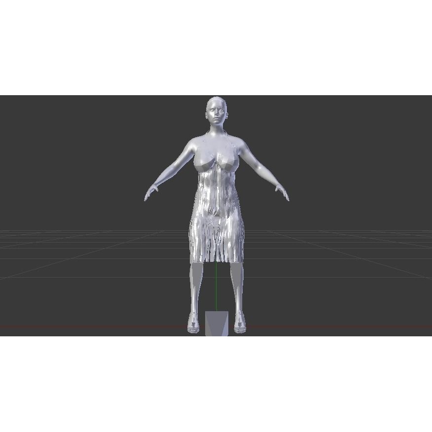 Woman in Dress 3D Model – Low Poly Rigged Character, FBX, PBR - View 14