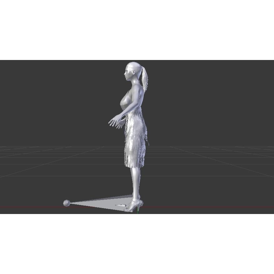 Woman in Dress 3D Model – Low Poly Rigged Character, FBX, PBR - View 16
