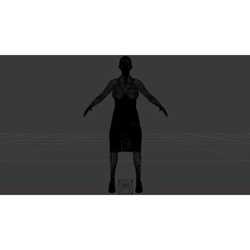 Woman in Dress 3D Model – Low Poly Rigged Character, FBX, PBR - View 18