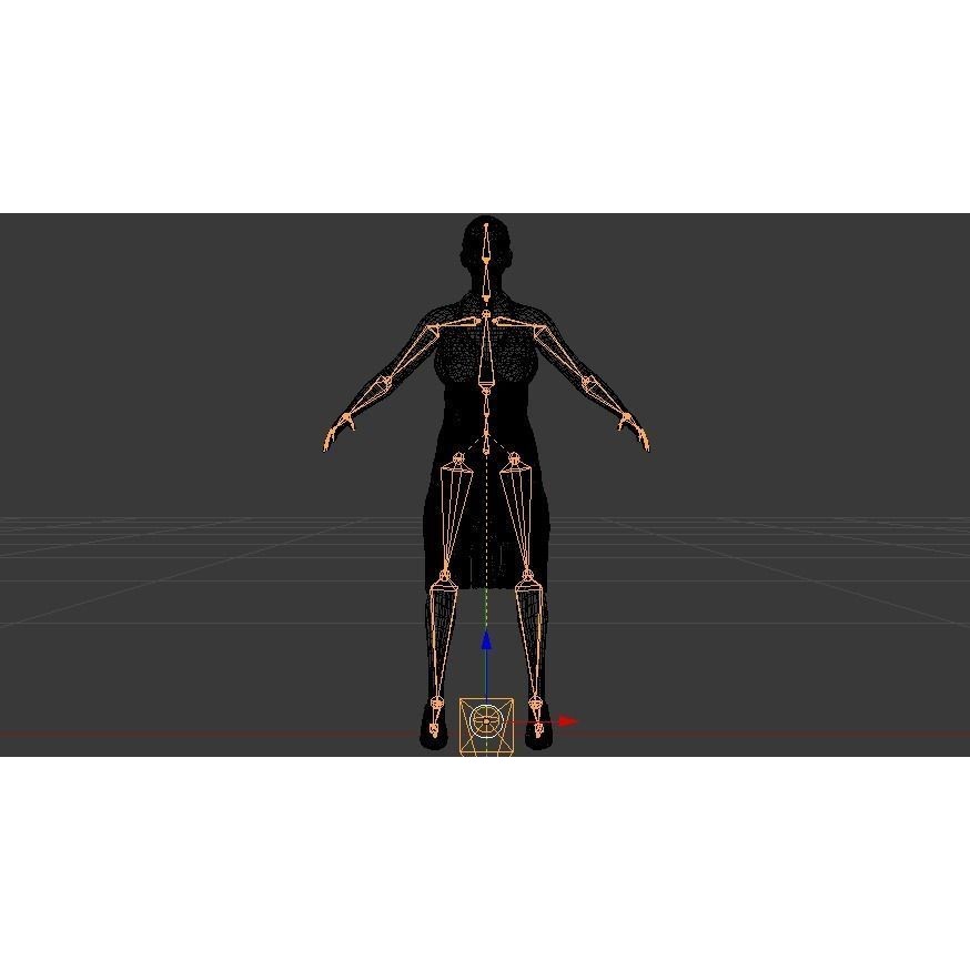 Woman in Dress 3D Model – Low Poly Rigged Character, FBX, PBR - View 22