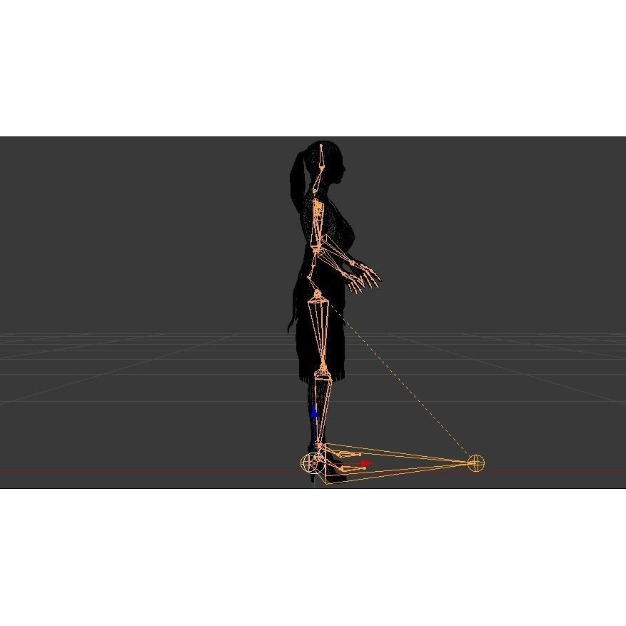 Woman in Dress 3D Model – Low Poly Rigged Character, FBX, PBR - View 23