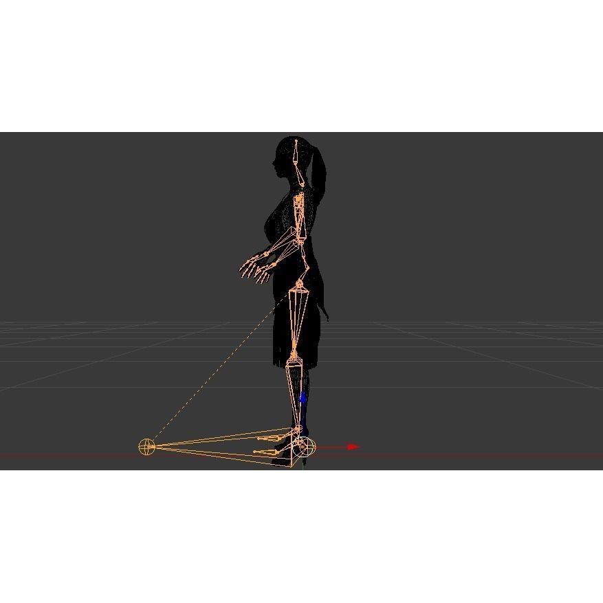 Woman in Dress 3D Model – Low Poly Rigged Character, FBX, PBR - View 24