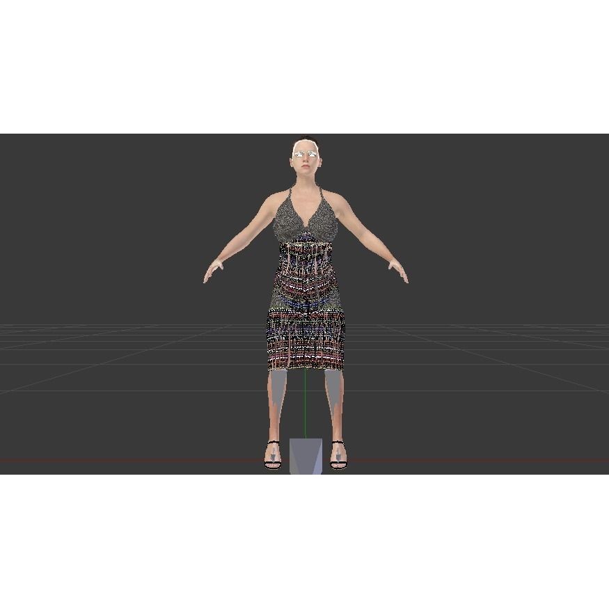 Woman in Dress 3D Model – Low Poly Rigged Character, FBX, PBR - View 6
