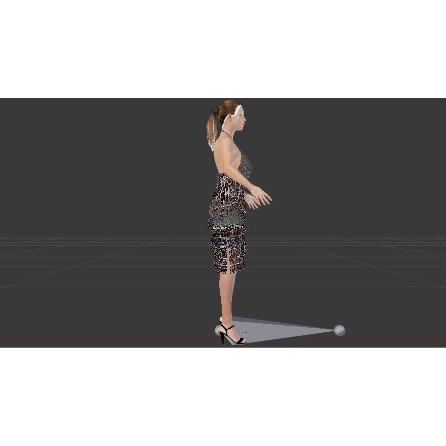 Woman in Dress 3D Model – Low Poly Rigged Character, FBX, PBR - View 7