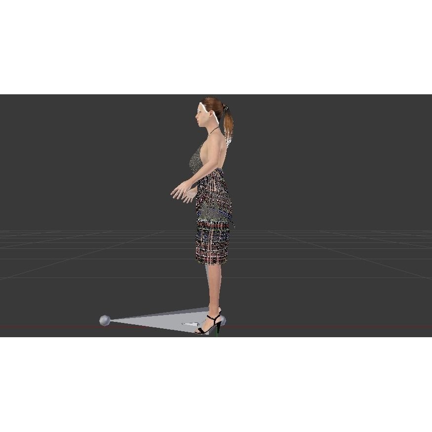 Woman in Dress 3D Model – Low Poly Rigged Character, FBX, PBR - View 8