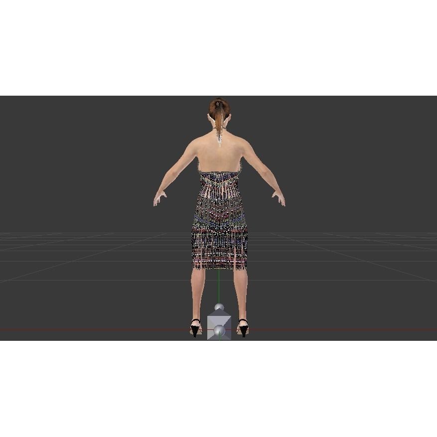 Woman in Dress 3D Model – Low Poly Rigged Character, FBX, PBR - View 9