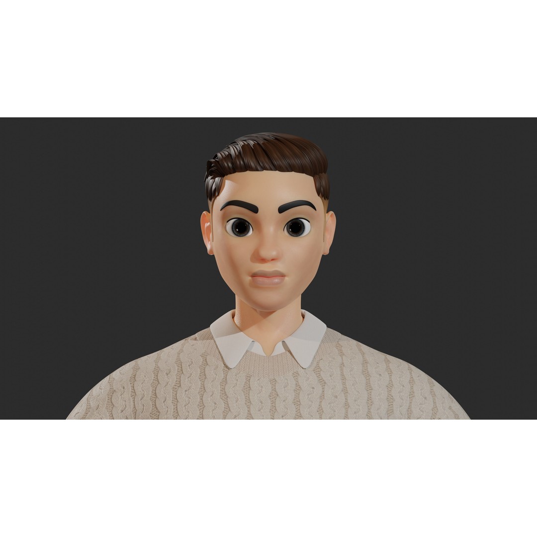 William Cartoon Character 3D Model – Low Poly Game Asset, FBX - View 10