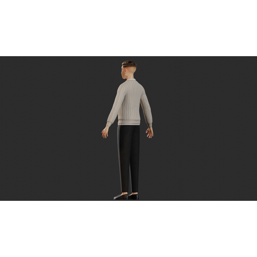 William Cartoon Character 3D Model – Low Poly Game Asset, FBX - View 11