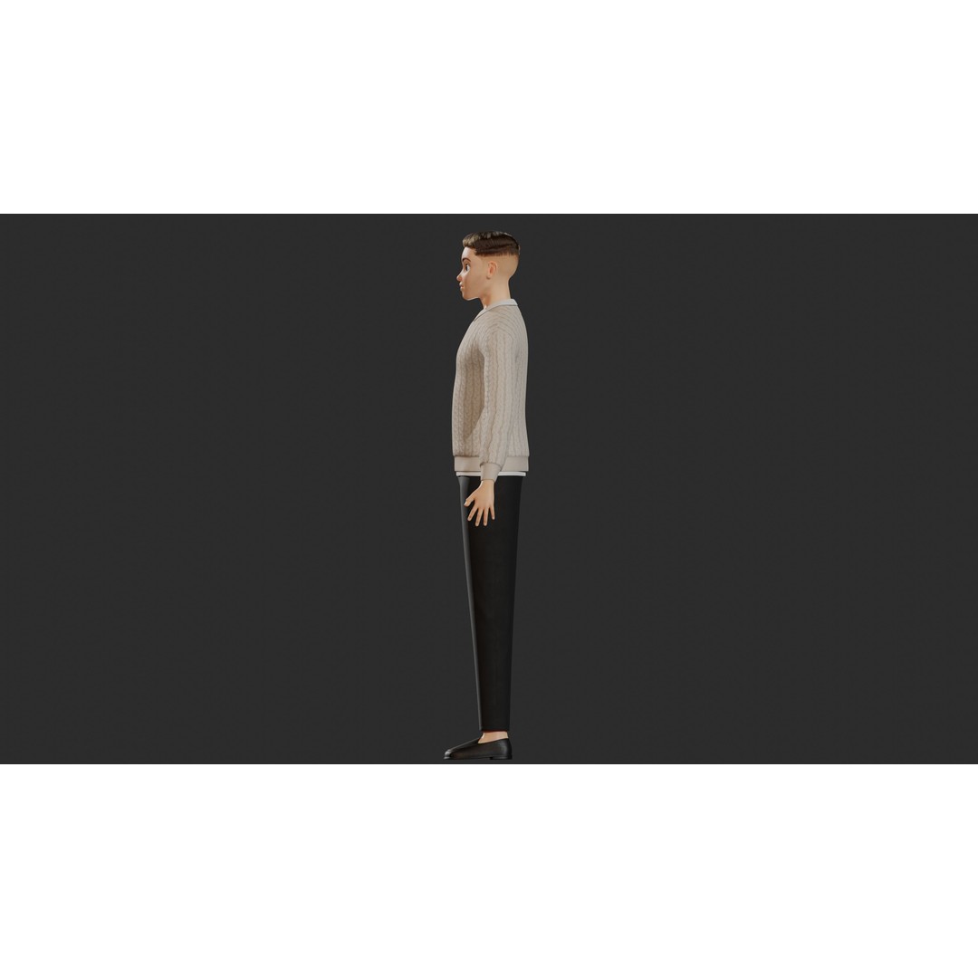 William Cartoon Character 3D Model – Low Poly Game Asset, FBX - View 12