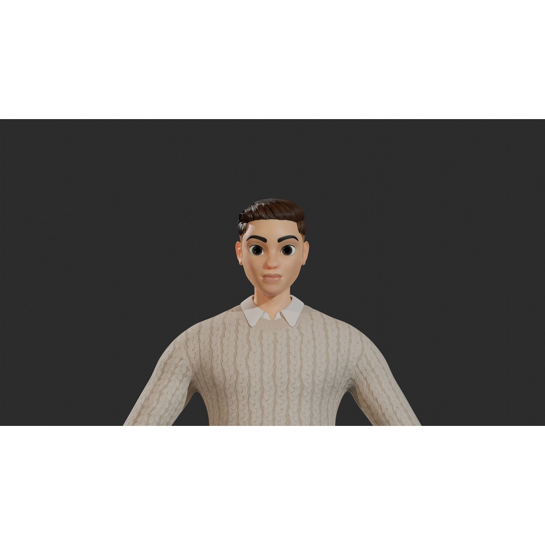 William Cartoon Character 3D Model – Low Poly Game Asset, FBX - View 14