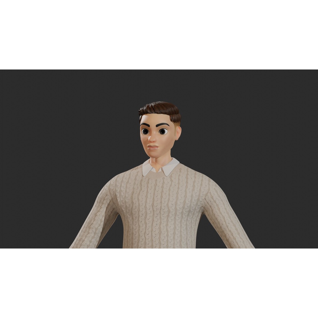 William Cartoon Character 3D Model – Low Poly Game Asset, FBX - View 15