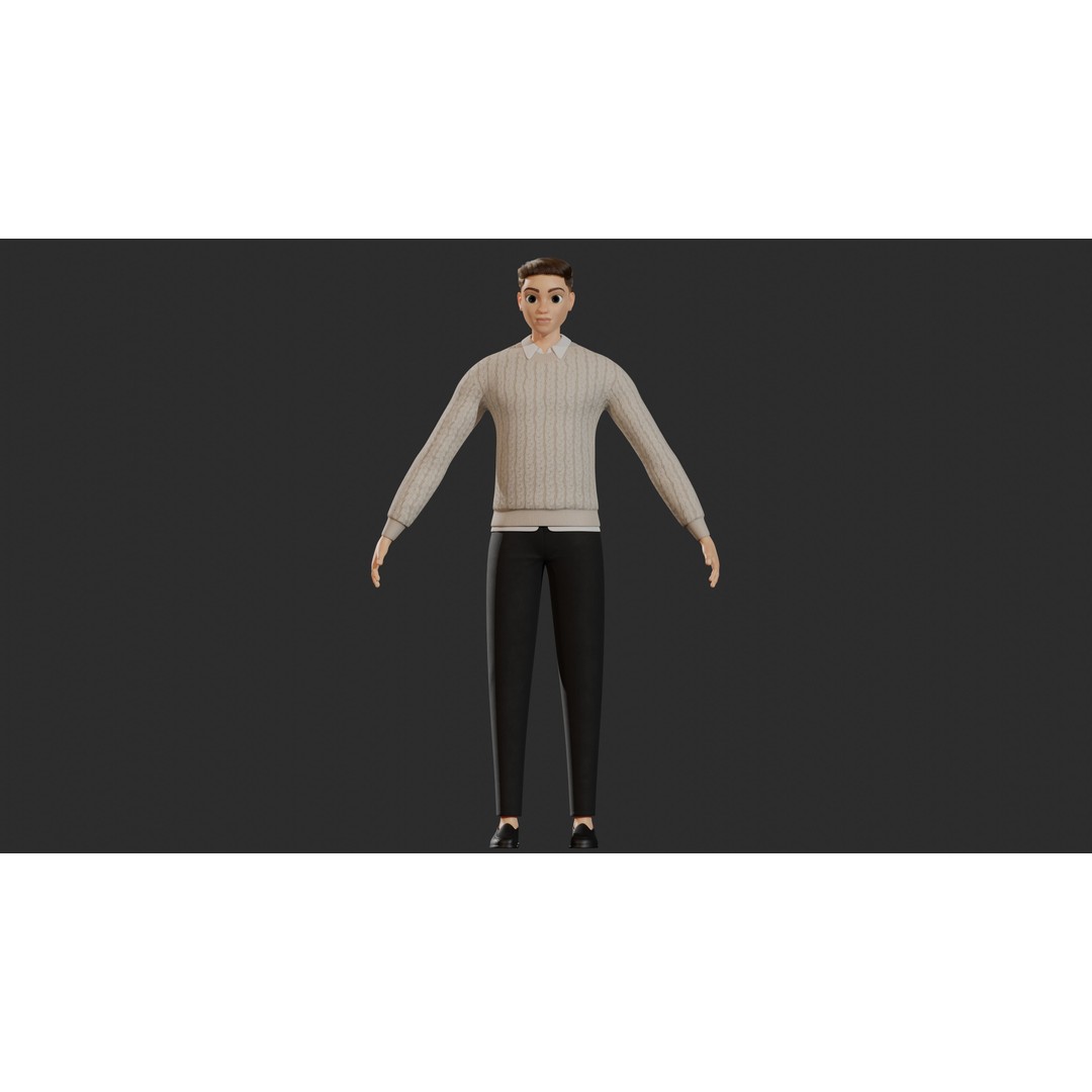 William Cartoon Character 3D Model – Low Poly Game Asset, FBX - View 29