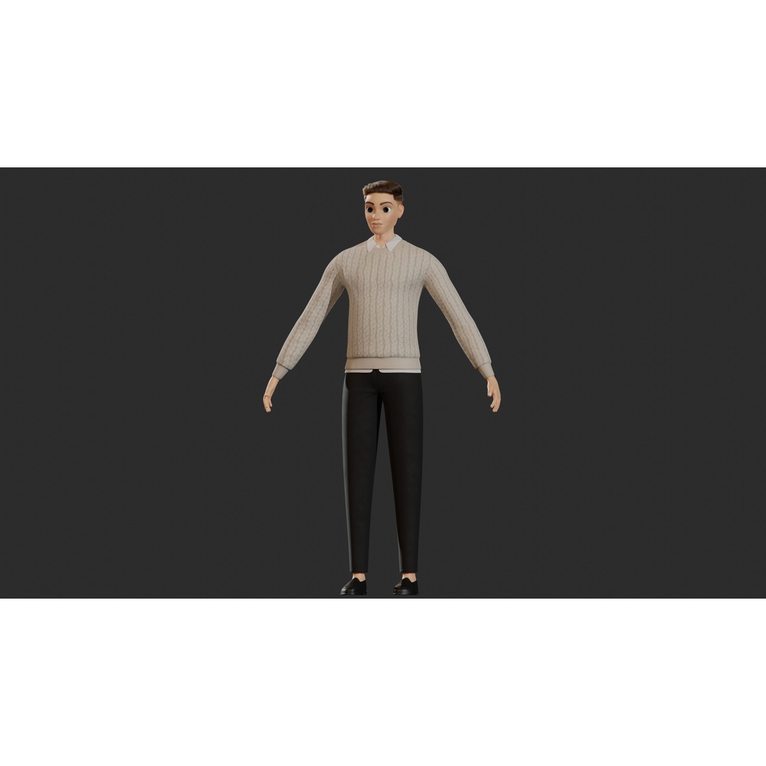 William Cartoon Character 3D Model – Low Poly Game Asset, FBX - View 30