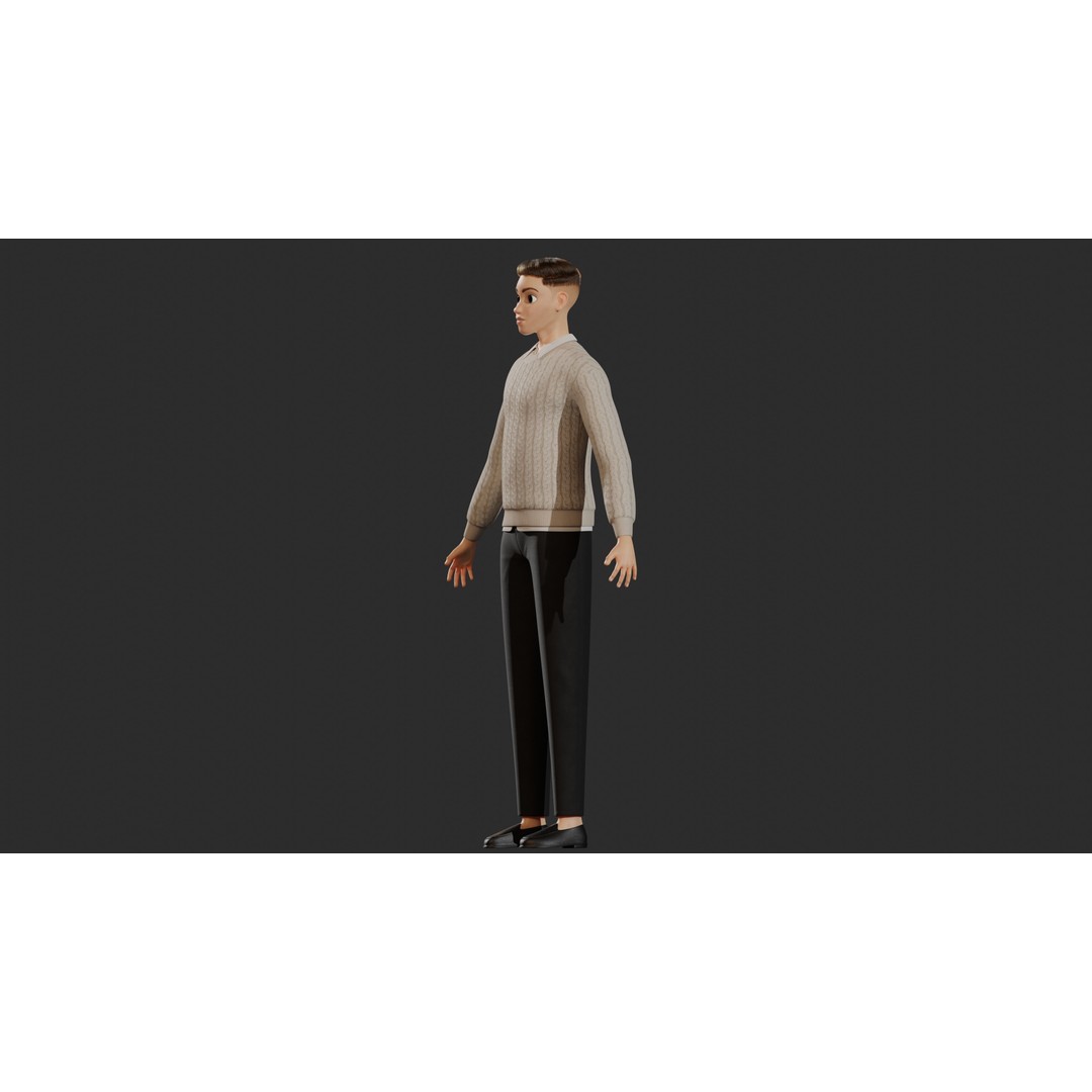 William Cartoon Character 3D Model – Low Poly Game Asset, FBX - View 32