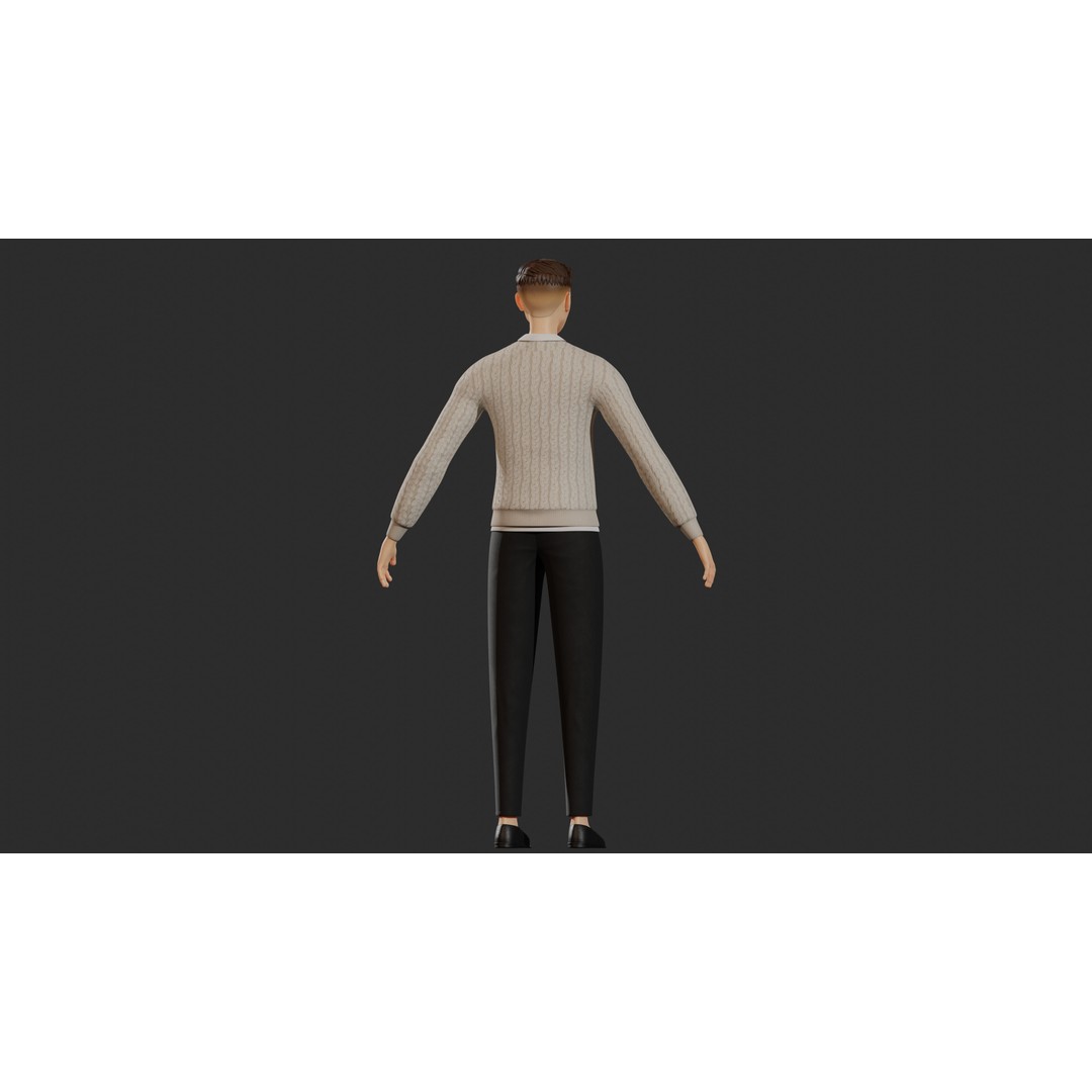 William Cartoon Character 3D Model – Low Poly Game Asset, FBX - View 34