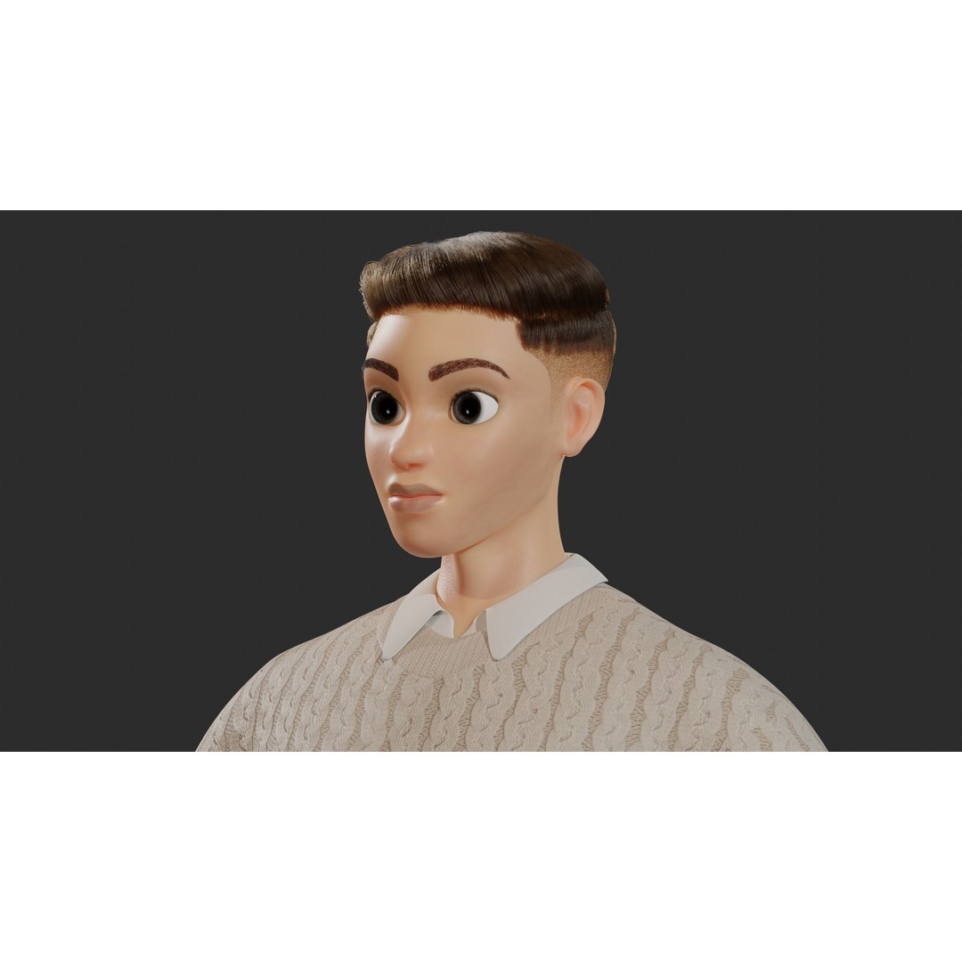 William Cartoon Character 3D Model – Low Poly Game Asset, FBX - View 6