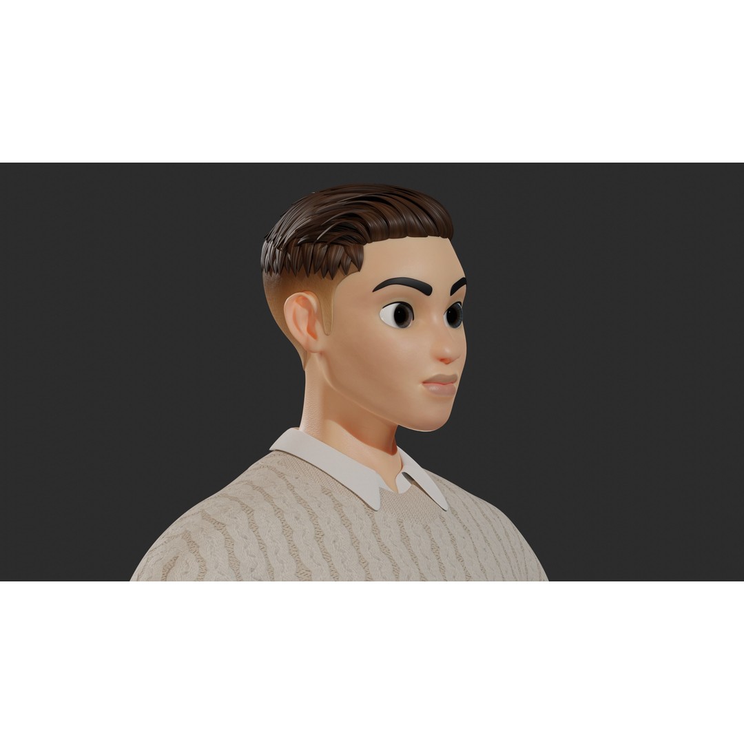 William Cartoon Character 3D Model – Low Poly Game Asset, FBX - View 9