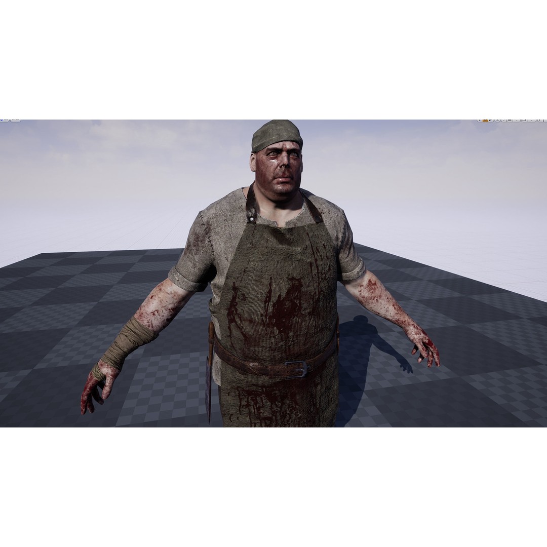 Butcher Man 3D Model – Low Poly Rigged Character for Games - View 10