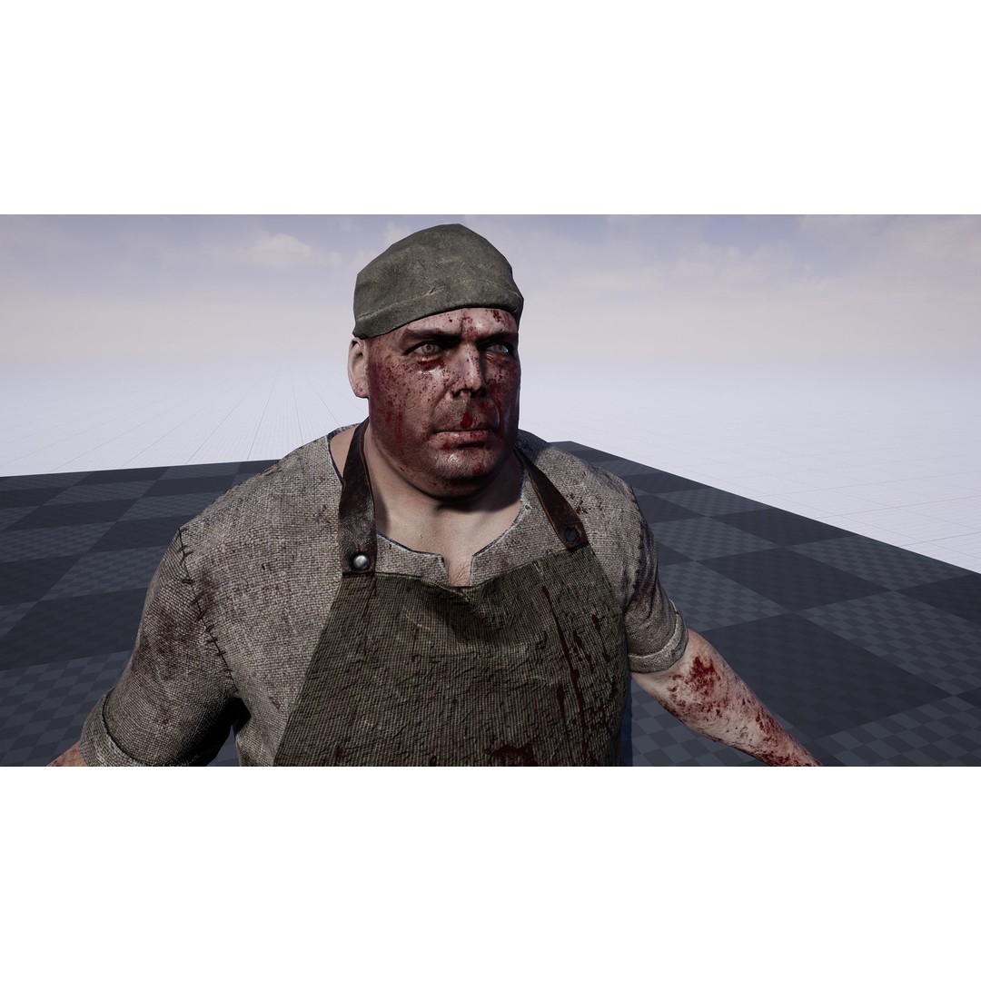 Butcher Man 3D Model – Low Poly Rigged Character for Games - View 11