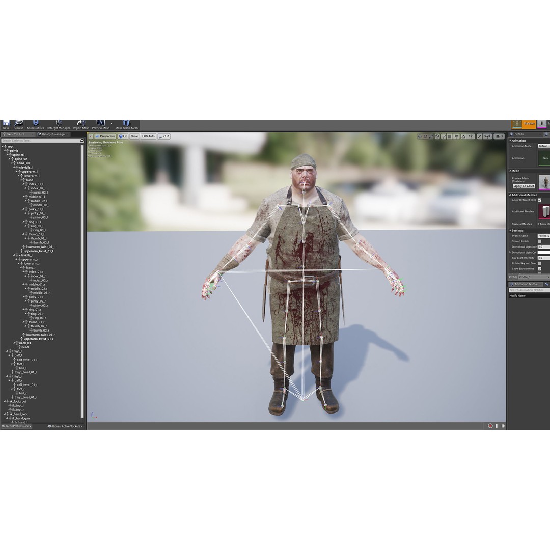 Butcher Man 3D Model – Low Poly Rigged Character for Games - View 17