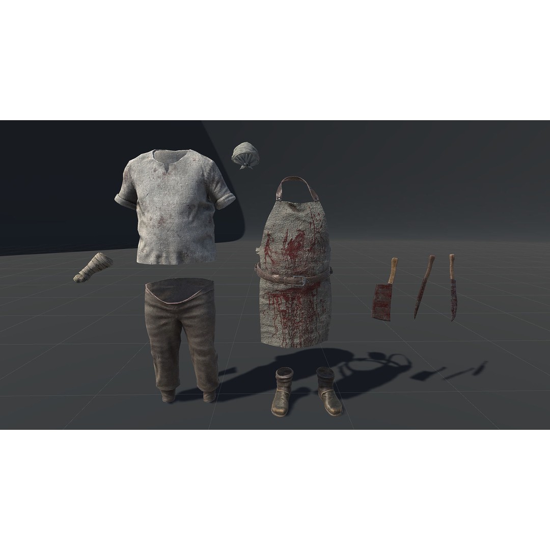 Butcher Man 3D Model – Low Poly Rigged Character for Games - View 22