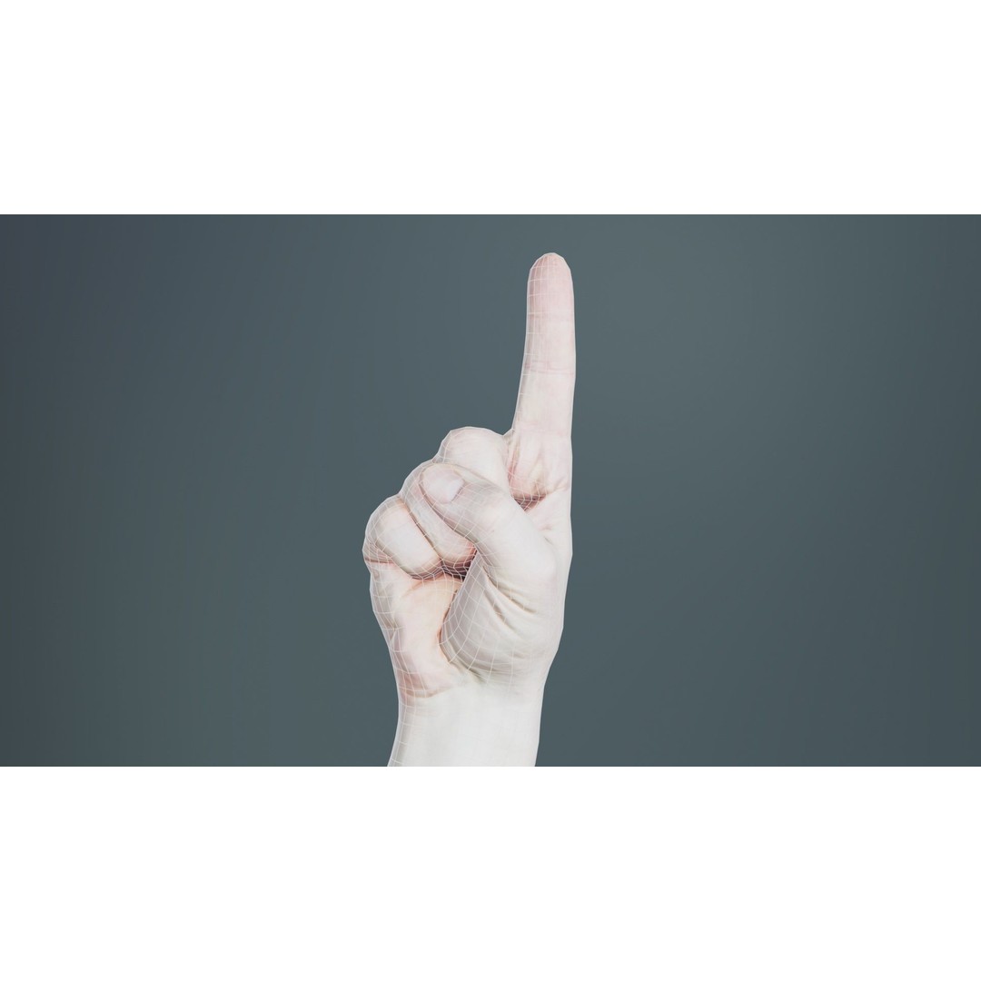 Male Hand 3D Model – Low Poly Pointing Finger, FBX, Blender - View 11