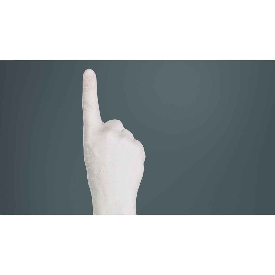 Male Hand 3D Model – Low Poly Pointing Finger, FBX, Blender - View 12