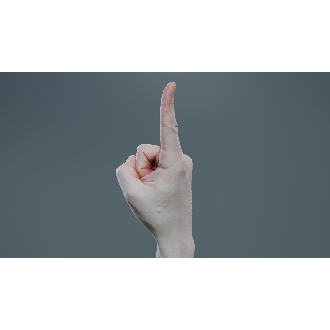 Male Hand 3D Model – Low Poly Pointing Finger, FBX, Blender - View 3