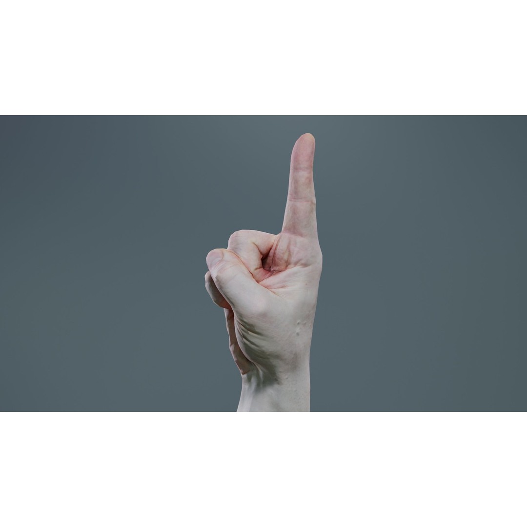 Male Hand 3D Model – Low Poly Pointing Finger, FBX, Blender - View 4