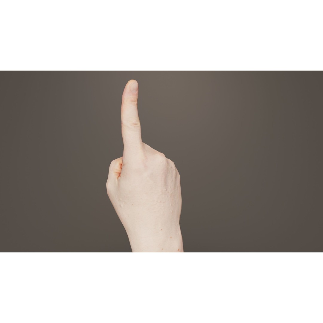 Male Hand 3D Model – Low Poly Pointing Finger, FBX, Blender - View 6