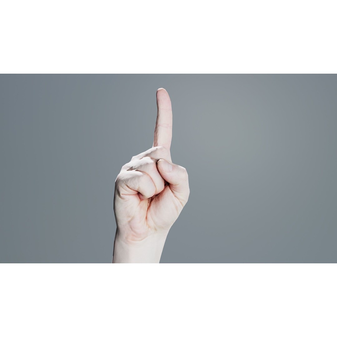 Male Hand 3D Model – Low Poly Pointing Finger, FBX, Blender - View 7
