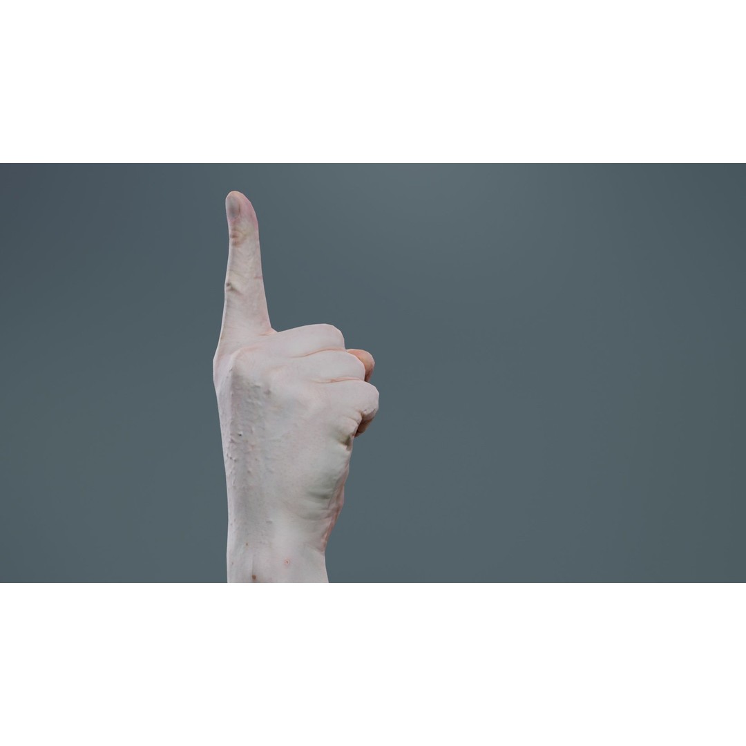 Male Hand 3D Model – Low Poly Pointing Finger, FBX, Blender - View 8