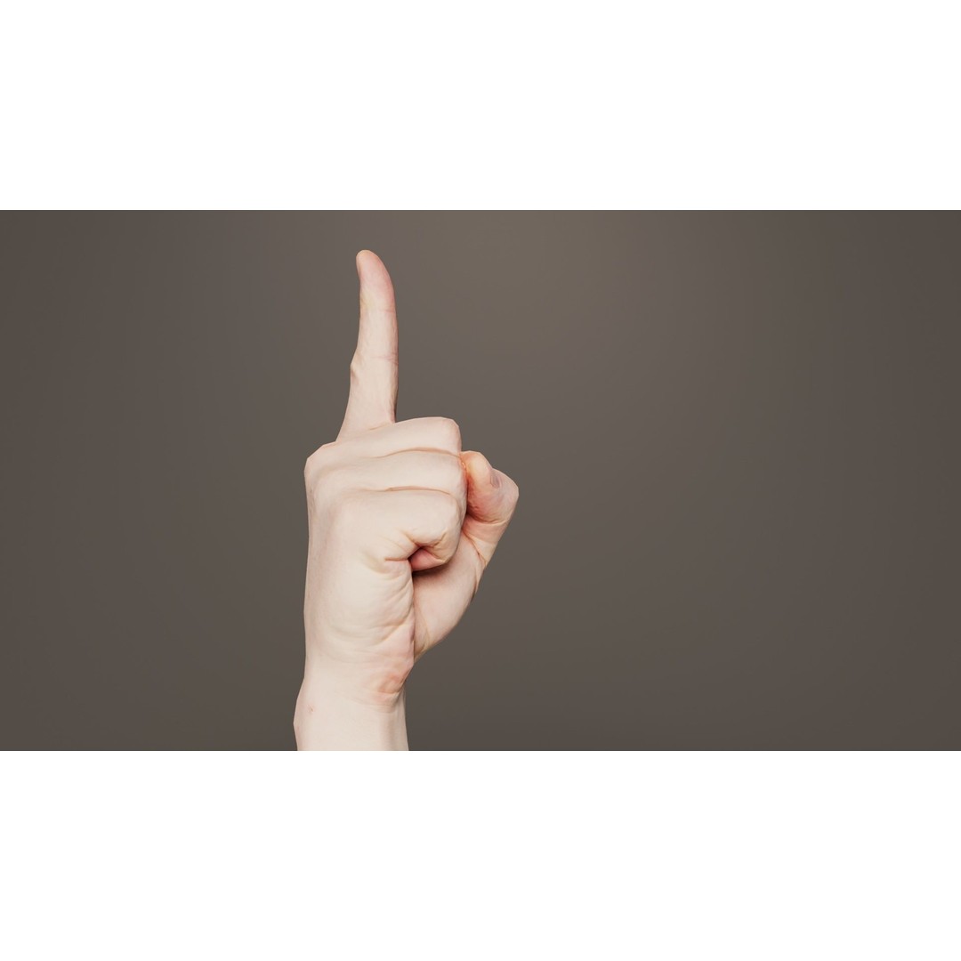 Male Hand 3D Model – Low Poly Pointing Finger, FBX, Blender - View 9