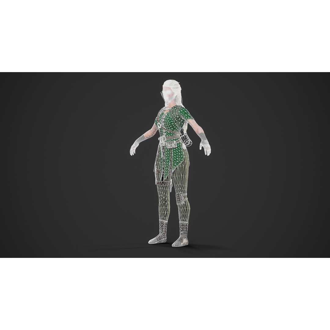Archer Girl 3D Model – Low Poly Game Ready Character, FBX - View 13