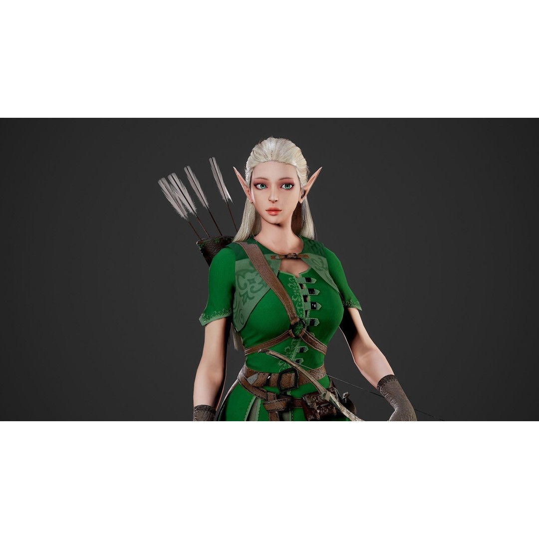 Archer Girl 3D Model – Low Poly Game Ready Character, FBX - View 19