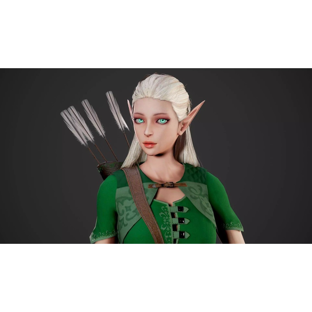 Archer Girl 3D Model – Low Poly Game Ready Character, FBX - View 2
