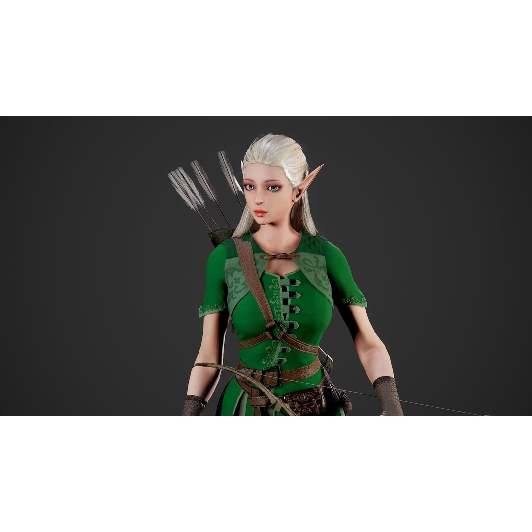 Archer Girl 3D Model – Low Poly Game Ready Character, FBX - View 20